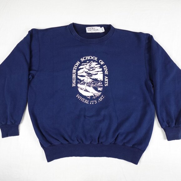 Vintage 90s Haliburton School of the Arts Non-Fiction Sweatshirt Adult Large - Picture 1 of 10